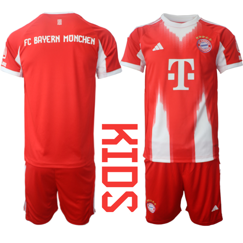 Youth 2025-2026 Club Bayern Munich home red Blank Soccer Jersey